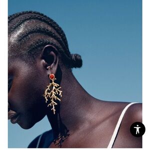 Zara Coral and Gold Branch Earrings